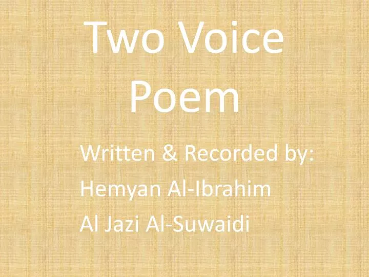 two voice poem