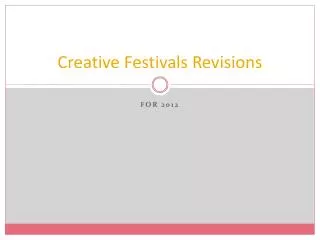 Creative Festivals Revisions