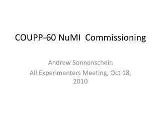 COUPP-60 NuMI Commissioning