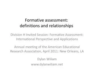 Formative assessment: definitions and relationships