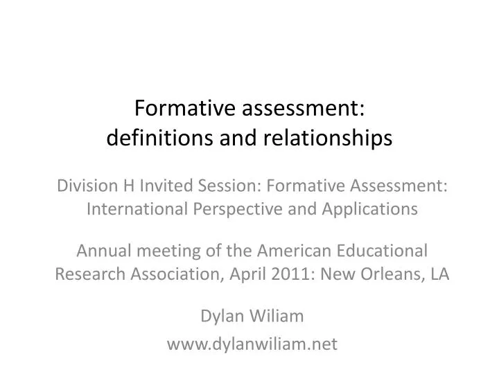 formative assessment definitions and relationships