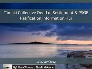 T?maki Collective Deed of Settlement &amp; PSGE Ratification Information Hui