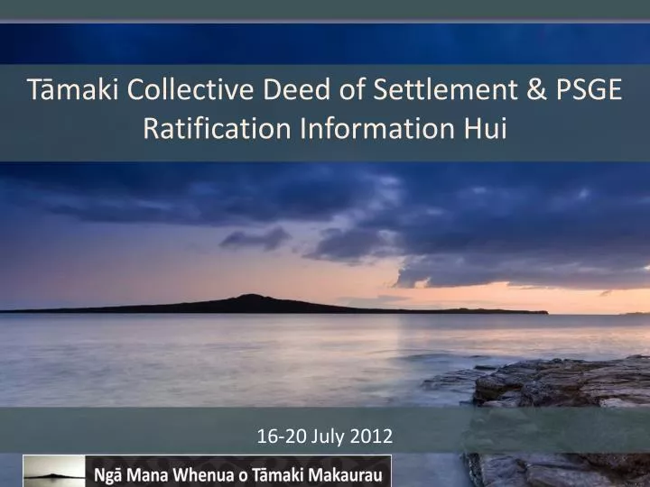 t maki collective deed of settlement psge ratification information hui