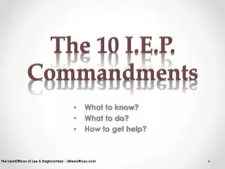 The 10 I.E.P. Commandments
