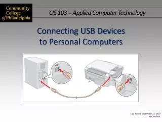Connecting USB Devices to Personal Computers