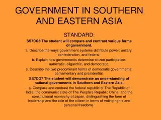 GOVERNMENT IN SOUTHERN AND EASTERN ASIA
