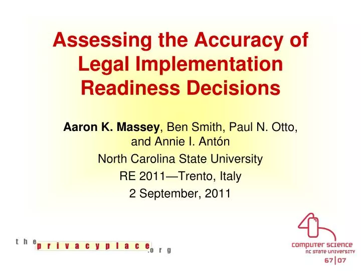 assessing the accuracy of legal implementation readiness decisions