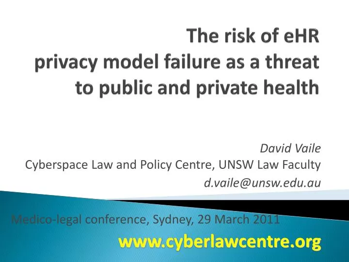 the risk of ehr privacy model failure as a threat to public and private health