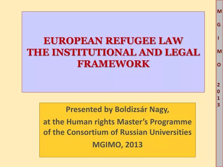 european refugee law the institutional and legal framework