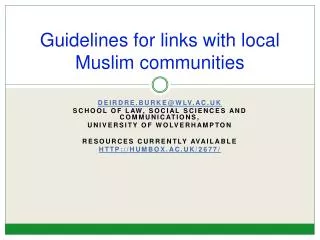 Guidelines for links with local Muslim communities