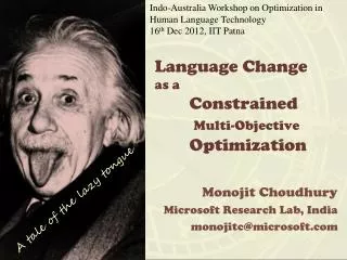 Language Change as a Constrained Multi-Objective 	Optimization