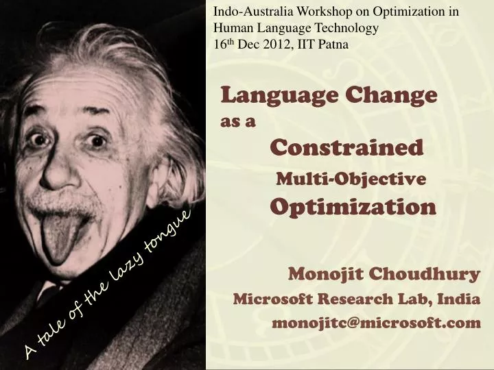 language change as a constrained multi objective optimization
