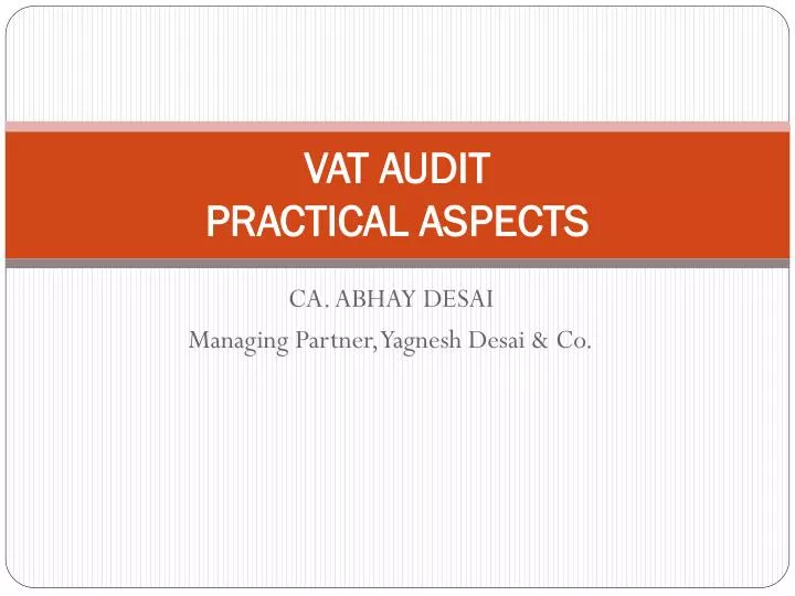 vat audit practical aspects