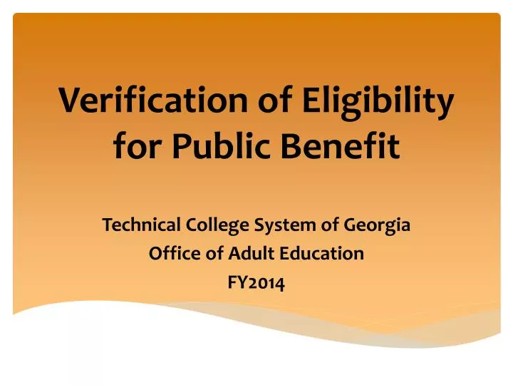 verification of eligibility for public benefit