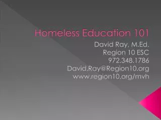 Homeless Education 101