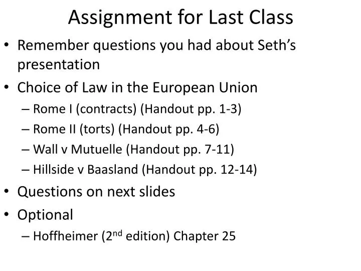 assignment for last class