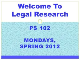 Welcome To Legal Research