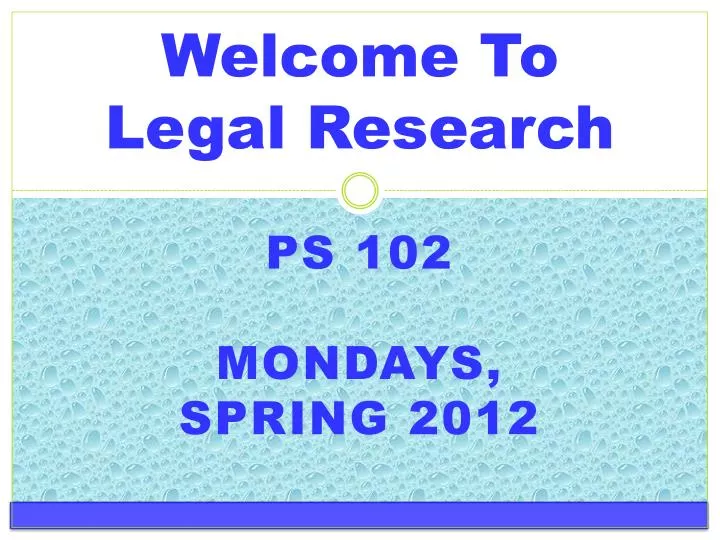 welcome to legal research