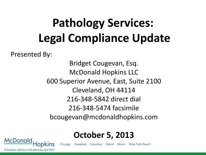 pathology services legal compliance update