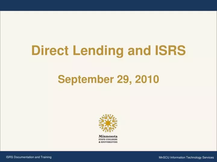 direct lending and isrs september 29 2010
