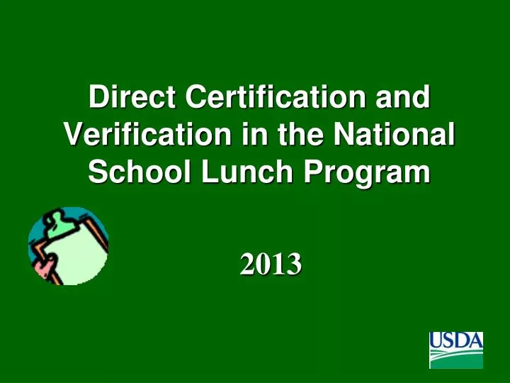 direct certification and verification in the national school lunch program