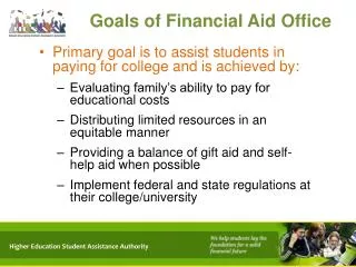 Goals of Financial Aid Office