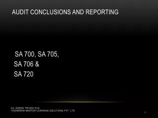Audit Conclusions and Reporting