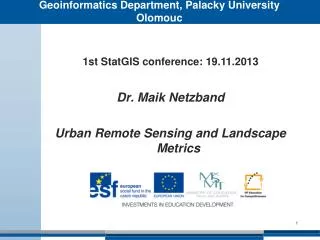 Geoinformatics Department, Palacky University Olomouc