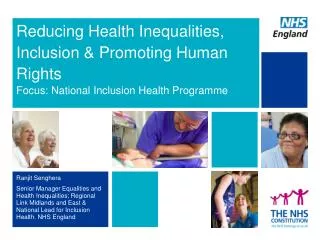Reducing Health Inequalities, Inclusion &amp; Promoting Human Rights
