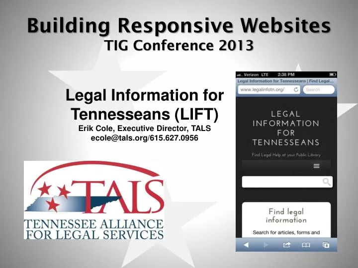 building responsive websites tig conference 2013