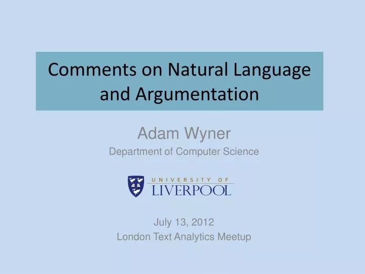 comments on natural language and argumentation