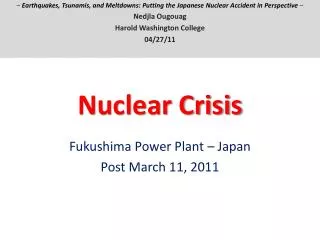 Nuclear Crisis