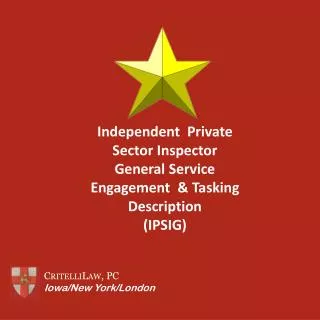 Independent Private Sector Inspector General Service Engagement &amp; Tasking Description (IPSIG)