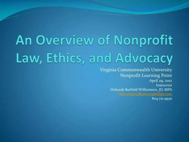 an overview of nonprofit law ethics and advocacy