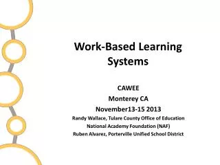 Work-Based Learning Systems