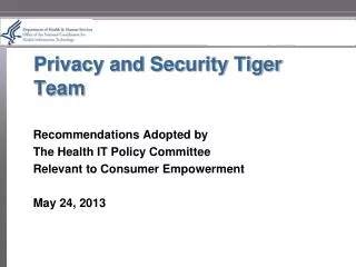 Privacy and Security Tiger Team