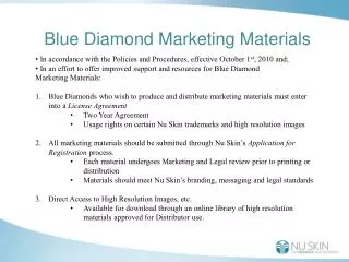 Blue Diamond Marketing Materials