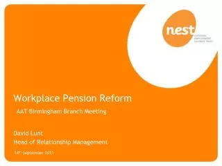 Workplace Pension Reform AAT Birmingham Branch Meeting