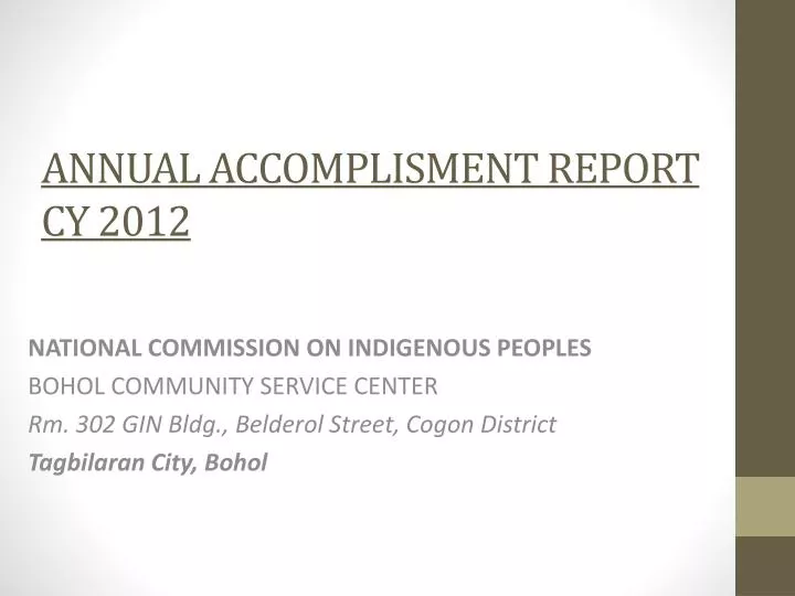 annual accomplisment report cy 2012