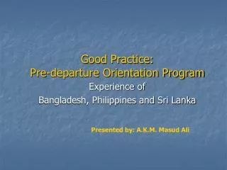 Good Practice: Pre-departure Orientation Program