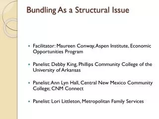 Bundling As a Structural Issue