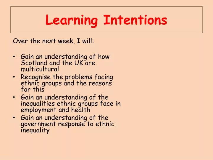 learning intentions