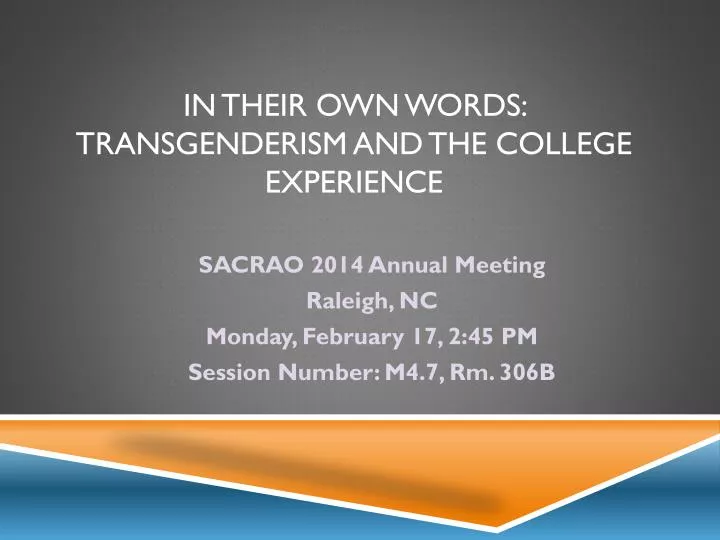 in their own words transgenderism and the college experience