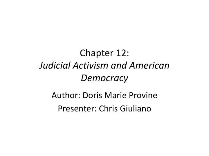 chapter 12 judicial activism and american democracy