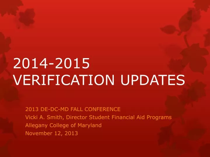 2014 2015 verification updates