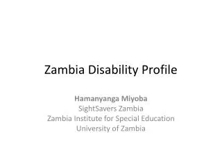 Zambia Disability Profile