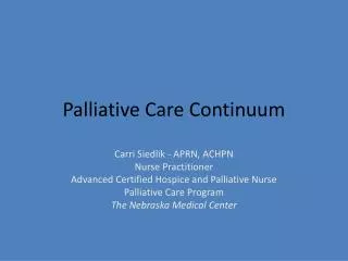 Palliative Care Continuum