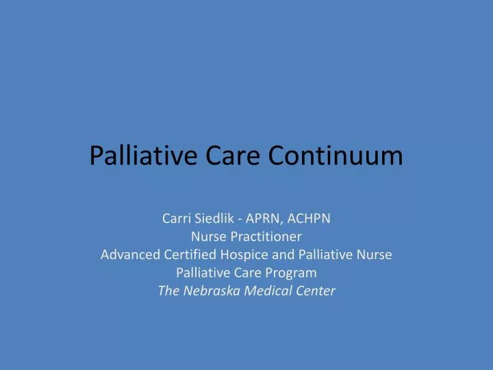 palliative care continuum