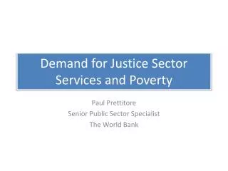 Demand for Justice Sector Services and Poverty