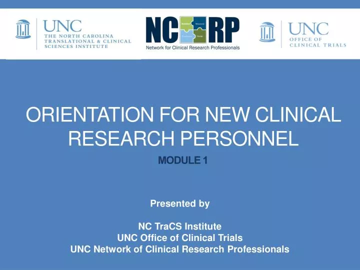 orientation for new clinical research personnel module 1